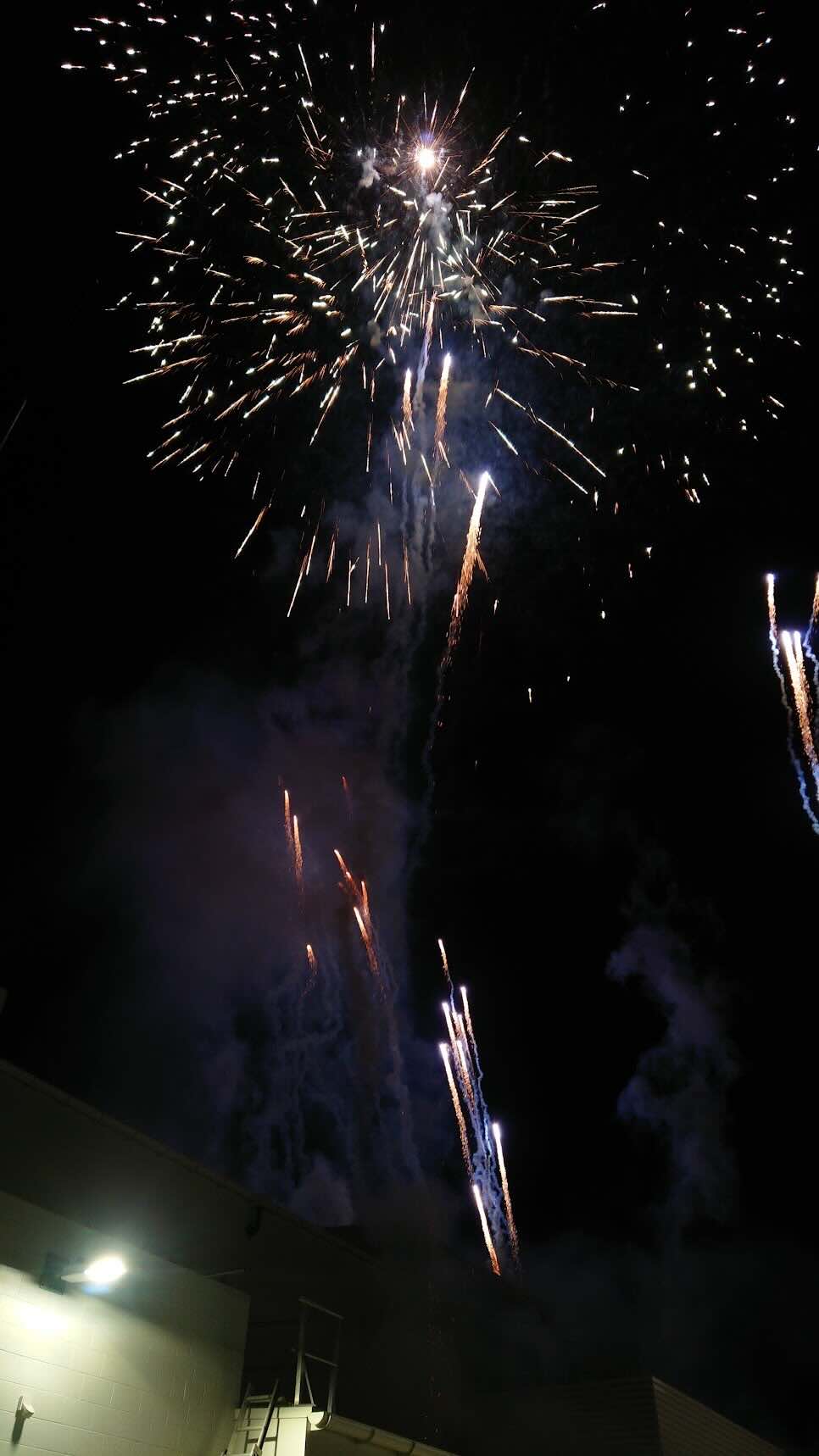 Romantic rooftop fireworks